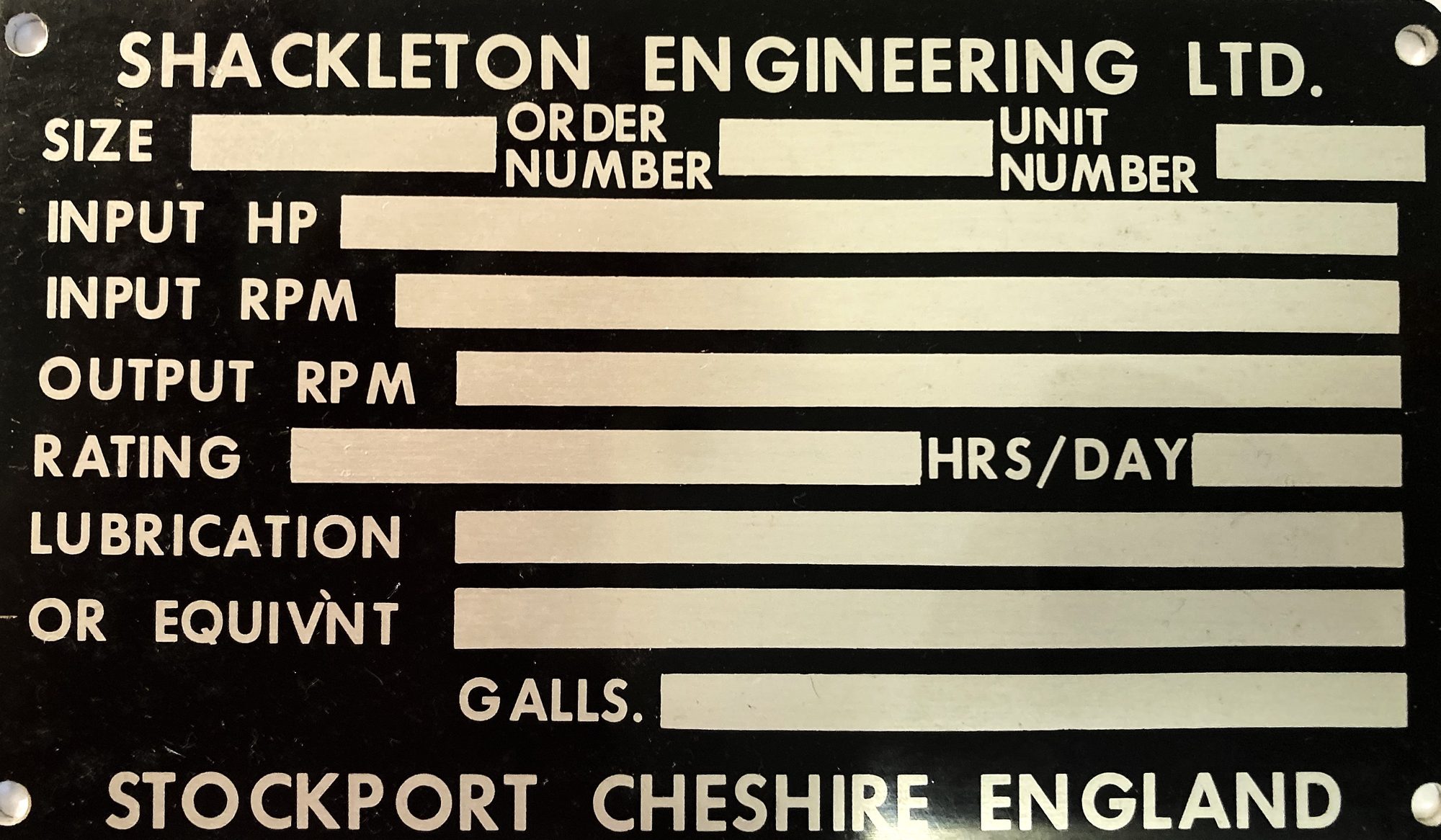 Rating Plate - Danross Engineering